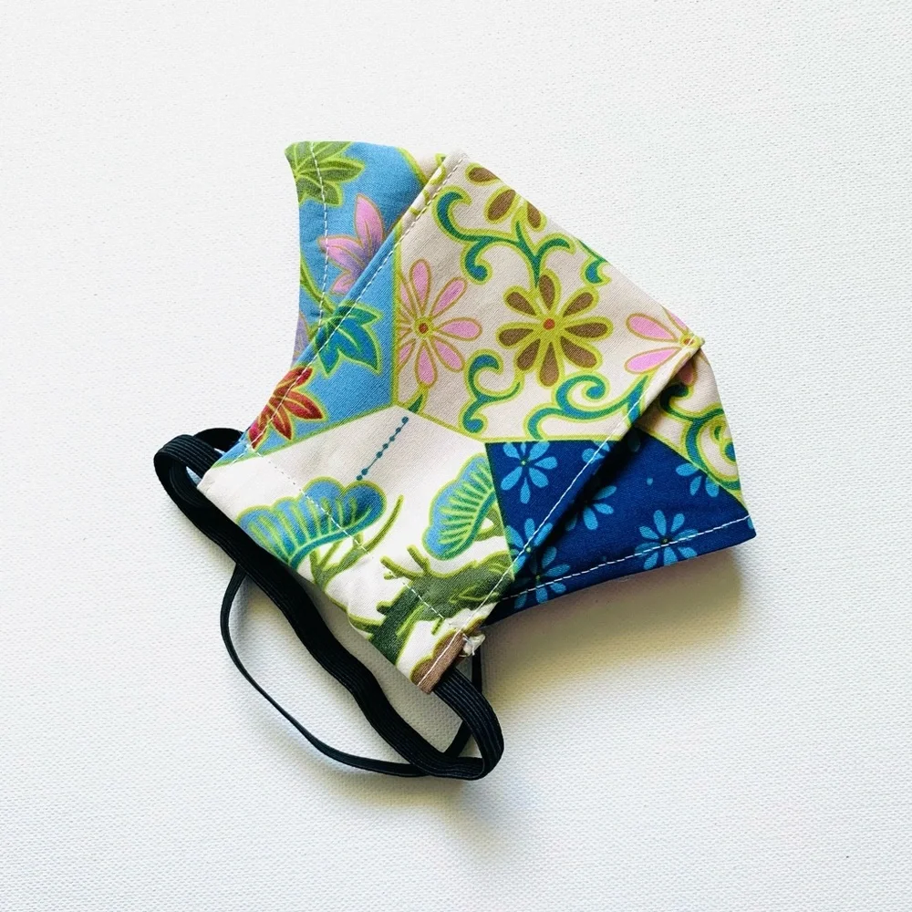 NEW Handmade Blue Heritage Print 3D Mask